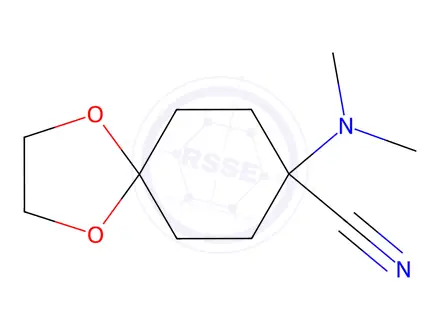 Chemical structure of 8-Dimethylamino-1,4-dioxaspiro[4.5]decan-8-carbonitrile