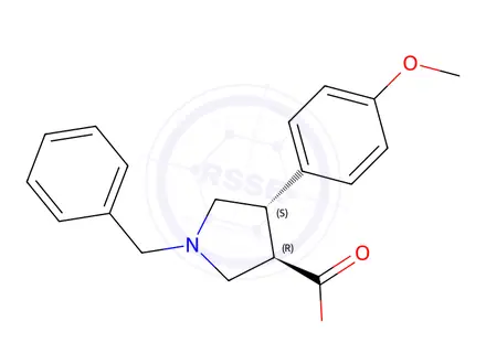 Chemical structure of Ethyl (3R,4S)-1-benzyl-4-(4-methoxyphenyl)pyrrolidine-3-carboxylate