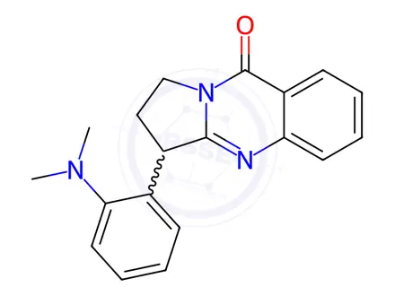 Chemical structure of 3-[2-(Dimethylamino)phenyl]-2,3-dihydropyrrolo[2,1-b]quinazolin-9(1H)-one