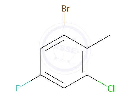 Chemical structure of 1-Bromo-3-chloro-5-fluoro-2-methyl-benzene