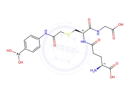 Chemical structure of (S)-2-Amino-5-(((R)-3-((2-((4-(dihydroxyarsaneyl)phenyl)amino)-2-oxoethyl)thio)-1-((carboxymethyl)amino)-1-oxopropan-2-yl)amino)-5-oxopentanoic acid