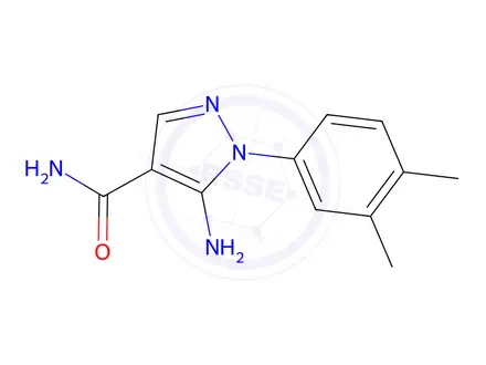 Chemical structure of 5-Amino-1-(3,4-dimethylphenyl)-1H-pyrazole-4-carboxamide