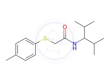 Chemical structure of N-(2,4-dimethylpentan-3-yl)-2-(4-methylphenyl)sulfanylacetamide
