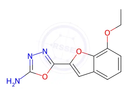 Chemical structure of 5-(7-Ethoxybenzofuran-2-yl)-1,3,4-oxadiazol-2-amine