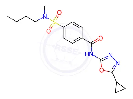 Chemical structure of 4-(N-Butyl-N-methylsulfamoyl)-N-(5-cyclopropyl-1,3,4-oxadiazol-2-yl)benzamide