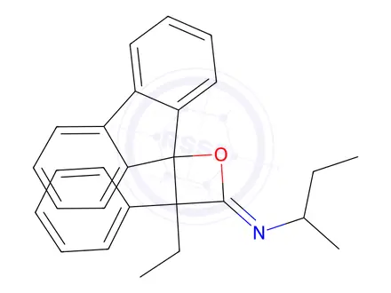 Chemical structure of N-sec-Butyl-3'-ethyl-3'-phenylspiro[9H-fluorene-9,2'-oxetan]-4'-imine
