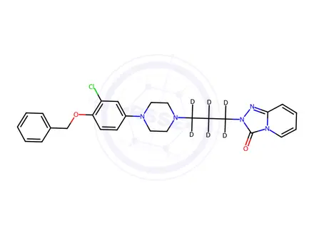 Chemical structure of 4’-Hydroxy Trazodone-d6 Benzyl Ether