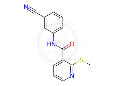 Chemical structure of N-(3-Cyanophenyl)-2-(methylthio)nicotinamide