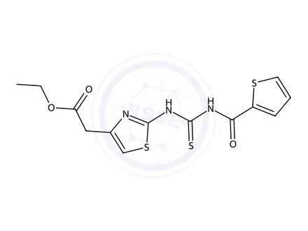Chemical structure of Ethyl 2-(2-(3-(thiophene-2-carbonyl)thioureido)thiazol-4-yl)acetate