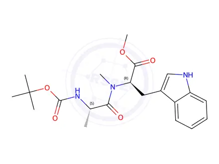 Chemical structure of N-[(1,1-Dimethylethoxy)carbonyl]-L-alanyl-N-methyl-D-tryptophan Methyl Ester