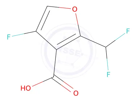 Chemical structure of 2-(difluoromethyl)-4-fluorofuran-3-carboxylic acid