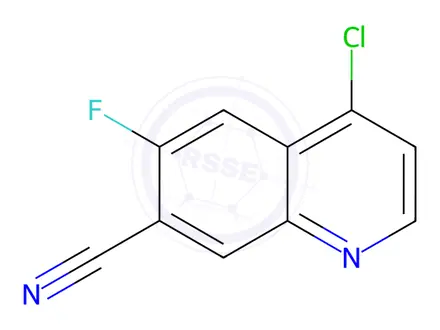 Chemical structure of 4-Chloro-6-fluoroquinoline-7-carbonitrile
