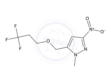 Chemical structure of 1-Methyl-3-nitro-5-((3,3,3-trifluoropropoxy)methyl)-1H-pyrazole