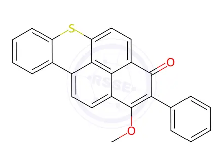 Chemical structure of 1-methoxy-2-phenyl-3H-naphtho[2,1,8-mna]thioxanthen-3-one