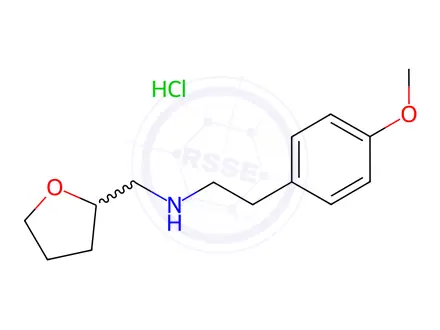 Chemical structure of 2-(4-Methoxyphenyl)-N-(tetrahydro-2-furanylmethyl)-1-ethanamine hydrochloride