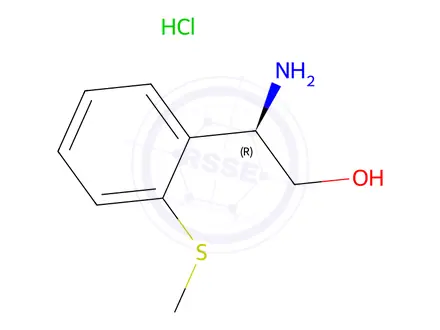 Chemical structure of (R)-2-Amino-2-(2-(methylthio)phenyl)ethan-1-ol hydrochloride
