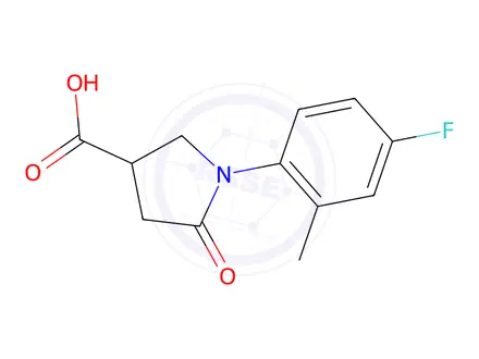 Chemical structure of 1-(4-Fluoro-2-methylphenyl)-5-oxopyrrolidine-3-carboxylic acid