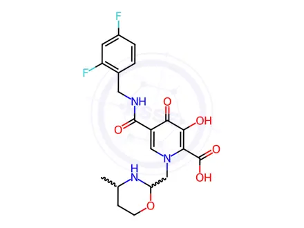Chemical structure of 5-((2,4-Difluorobenzyl)carbamoyl)-3-hydroxy-1-((4-methyl-1,3-oxazinan-2-yl)methyl)-4-oxo-1,4-dihydropyridine-2-carboxylic Acid