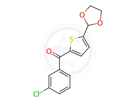 Chemical structure of (5-(1,3-Dioxolan-2-yl)thiophen-2-yl)(3-chlorophenyl)methanone