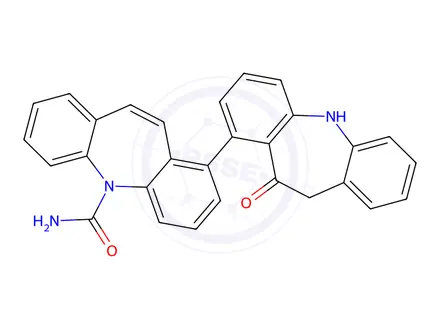 Chemical structure of 11-Oxo-10,11-dihydro-5H,5'H-[2,10'-bidibenzo[b,f]azepine]-5'-carboxamide