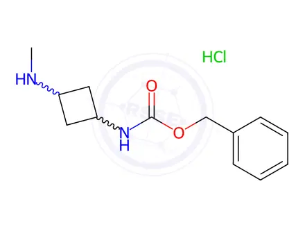 Chemical structure of Carbamic acid, N-[cis-3-(methylamino)cyclobutyl]-, phenylmethyl ester, hydrochloride (1:1)