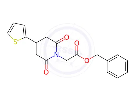 Chemical structure of Benzyl 2-(2,6-dioxo-4-(thiophen-2-yl)piperidin-1-yl)acetate