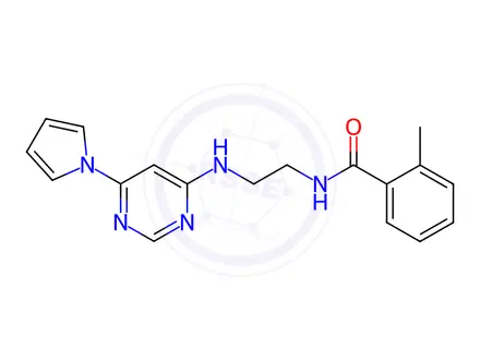 Chemical structure of N-(2-((6-(1H-Pyrrol-1-yl)pyrimidin-4-yl)amino)ethyl)-2-methylbenzamide