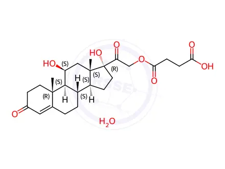 Chemical structure of Hydrocortisone hemisuccinate monohydrate