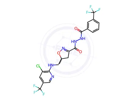 Chemical structure of N'-[5-({[3-chloro-5-(trifluoromethyl)pyridin-2-yl]amino}methyl)-4,5-dihydro-1,2-oxazole-3-carbonyl]-3-(trifluoromethyl)benzohydrazide