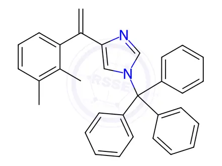 Chemical structure of 4-(1-(2,3-dimethylphenyl)vinyl)-1-trityl-1H-imidazole