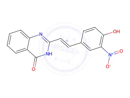 Chemical structure of 2-(4-Hydroxy-3-nitrostyryl)quinazolin-4(1H)-one