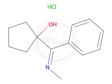Chemical structure of 1-Hydroxy-cyclopentyl-(phenyl)-n-methylketimin Hydrochloride