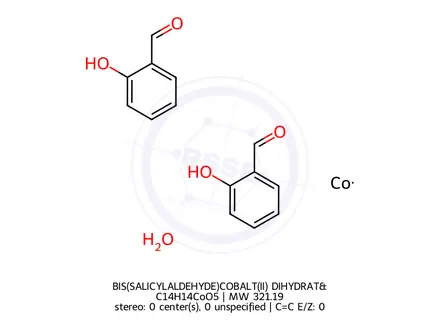 Chemical structure of BIS(SALICYLALDEHYDE)COBALT(II) DIHYDRAT&
