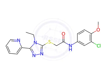 Chemical structure of N-(3-Chloro-4-methoxyphenyl)-2-((4-ethyl-5-(pyridin-2-yl)-4H-1,2,4-triazol-3-yl)thio)acetamide