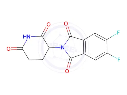 Chemical structure of 2-(2,6-dioxopiperidin-3-yl)-5,6-difluoroisoindoline-1,3-dione