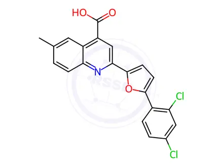 Chemical structure of 2-(5-(2,4-Dichlorophenyl)furan-2-yl)-6-methylquinoline-4-carboxylic acid
