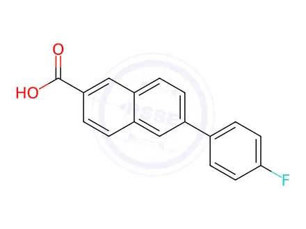 Chemical structure of 2-Naphthalenecarboxylic acid, 6-(4-fluorophenyl)-