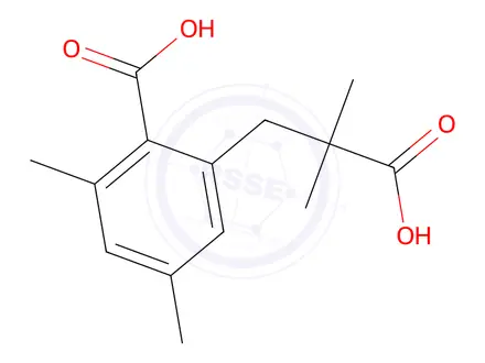 Chemical structure of 2-(2-CARBOXY-2-METHYLPROPYL)-4,6-DIMETHYLBENZOIC ACID