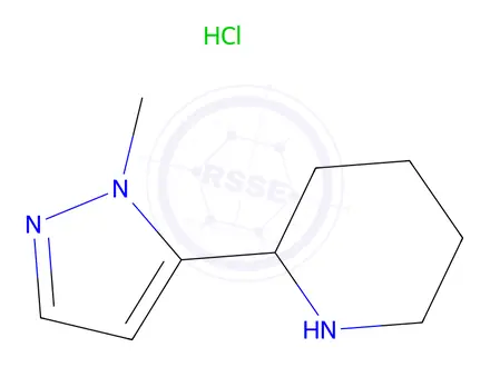 Chemical structure of 2-(1-methyl-1H-pyrazol-5-yl)piperidine hydrochloride