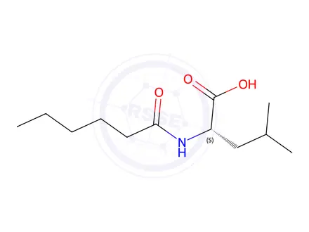 Chemical structure of Leucine, N-(1-oxohexyl)-
