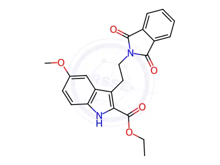 Chemical structure of Ethyl 3-[2-(1,3-dioxo-1,3-dihydro-2H-isoindol-2-yl)ethyl]-5-methoxy-1H-indole-2-carboxylate