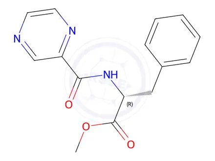 Chemical structure of Methyl (pyrazine-2-carbonyl)-D-phenylalaninate