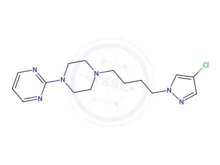 Chemical structure of 2-(4-(4-(4-Chloro-1H-pyrazol-1-yl)butyl)piperazin-1-yl)pyrimidine