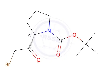 Chemical structure of (S)-tert-butyl 2-(2-broMoacetyl)pyrrolidine-1-carboxylate