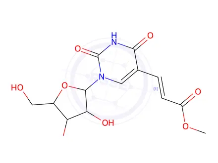 Chemical structure of (E)-5-(2-Carbomethoxyvinyl)uridine