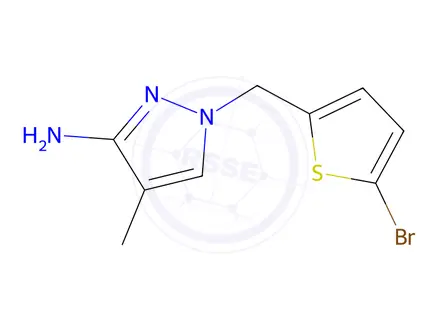 Chemical structure of 1-((5-Bromothiophen-2-yl)methyl)-4-methyl-1h-pyrazol-3-amine