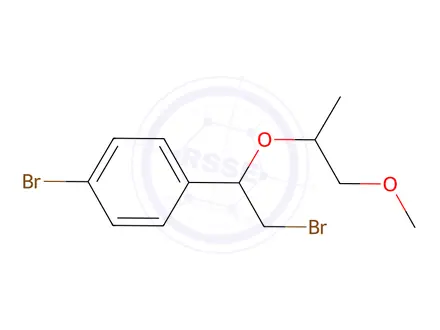 Chemical structure of 1-Bromo-4-(2-bromo-1-((1-methoxypropan-2-yl)oxy)ethyl)benzene