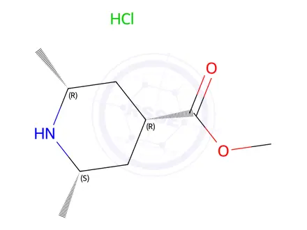 Chemical structure of (2a,4a,6a)-2,6-Dimethyl-piperidine-4-carboxylic acid methyl ester hydrochloride