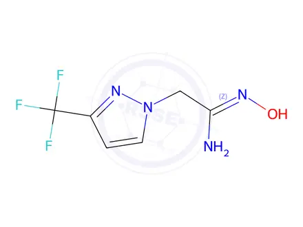 Chemical structure of (E)-N'-Hydroxy-2-(3-(trifluoromethyl)-1H-pyrazol-1-yl)acetimidamide