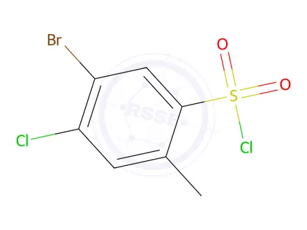 Chemical structure of 5-bromo-4-chloro-2-methylbenzene-1-sulfonyl chloride